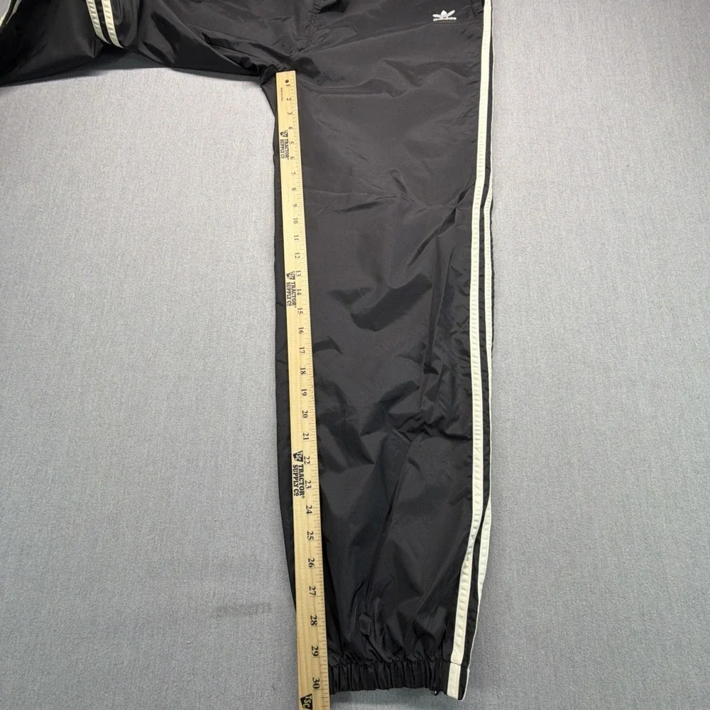 VTG Adidas Pants‎ Mens M Black White 3 Stripe Windbreaker Ankle Zip Baggy